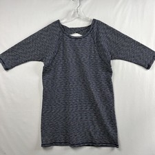 T by Talbots Dress Size L Petite Knit Shift Navy White Stripe 3/4 Sleeve T Shirt