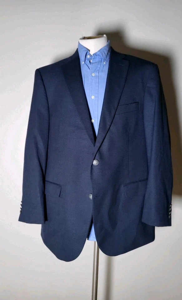 Chaqueta Blazer HSM Hart S. Marx 38S Caballero Plateado Botón Azul Marino Lúpulo Lana Foto 2 de 4
