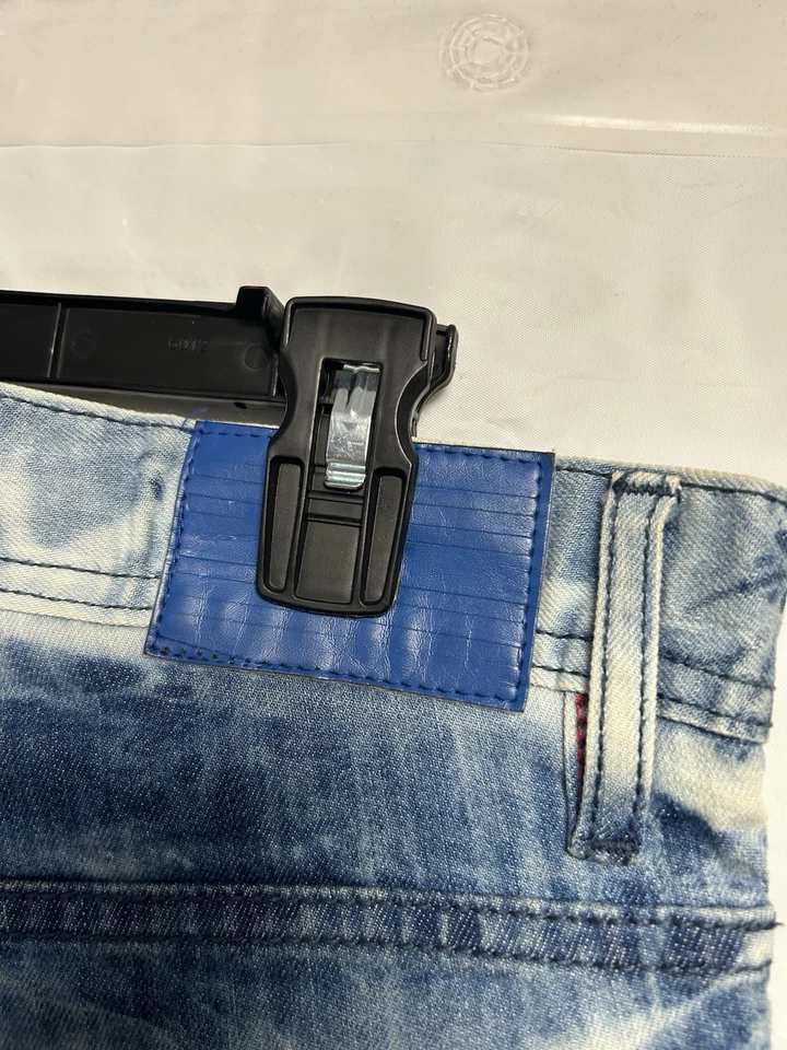 Pantalones de mezclilla Jordan Craig para hombre 32x32 azul calce ajustado lavado ácido desgastado grunge Foto 3 de 4