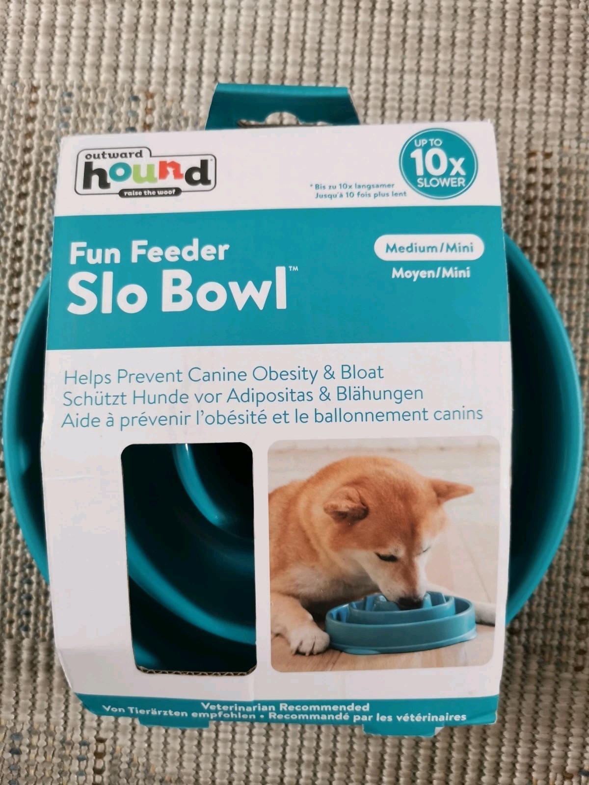 Outward Hound Slow Feeder Dog Bowl In Turquoise, Medium(8.75"")