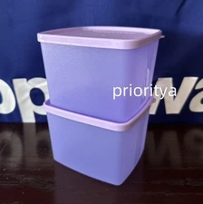 Tupperware Freezer It Square Rounds 800ml Container Set of 2 Lavender New
