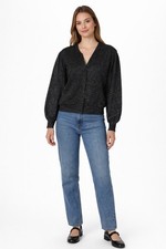 Vintage Adele Joyce Woman's Cardigan Sweater Size XL Black Silver