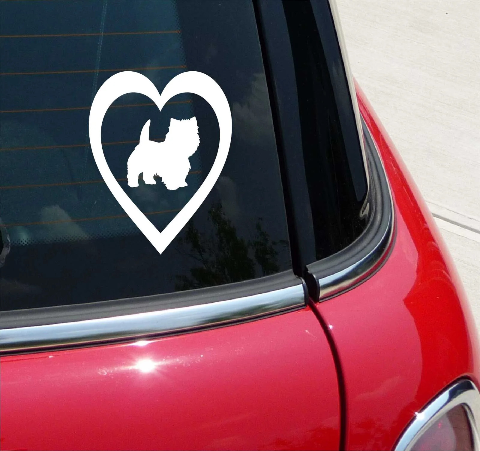 WESTIE IN HEART LOVE WEST HIGHLAND WHITE TERRIER GRAPHIC DECAL STICKER DECOR