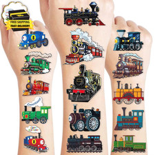 8 Sheets 96PCS Train Temporary Tattoos   Transportation Birthday Party Decorat