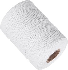 White Cotton Butchers Twine - 656 Feet 2MM Thick String, Natural Garden Gift Wra