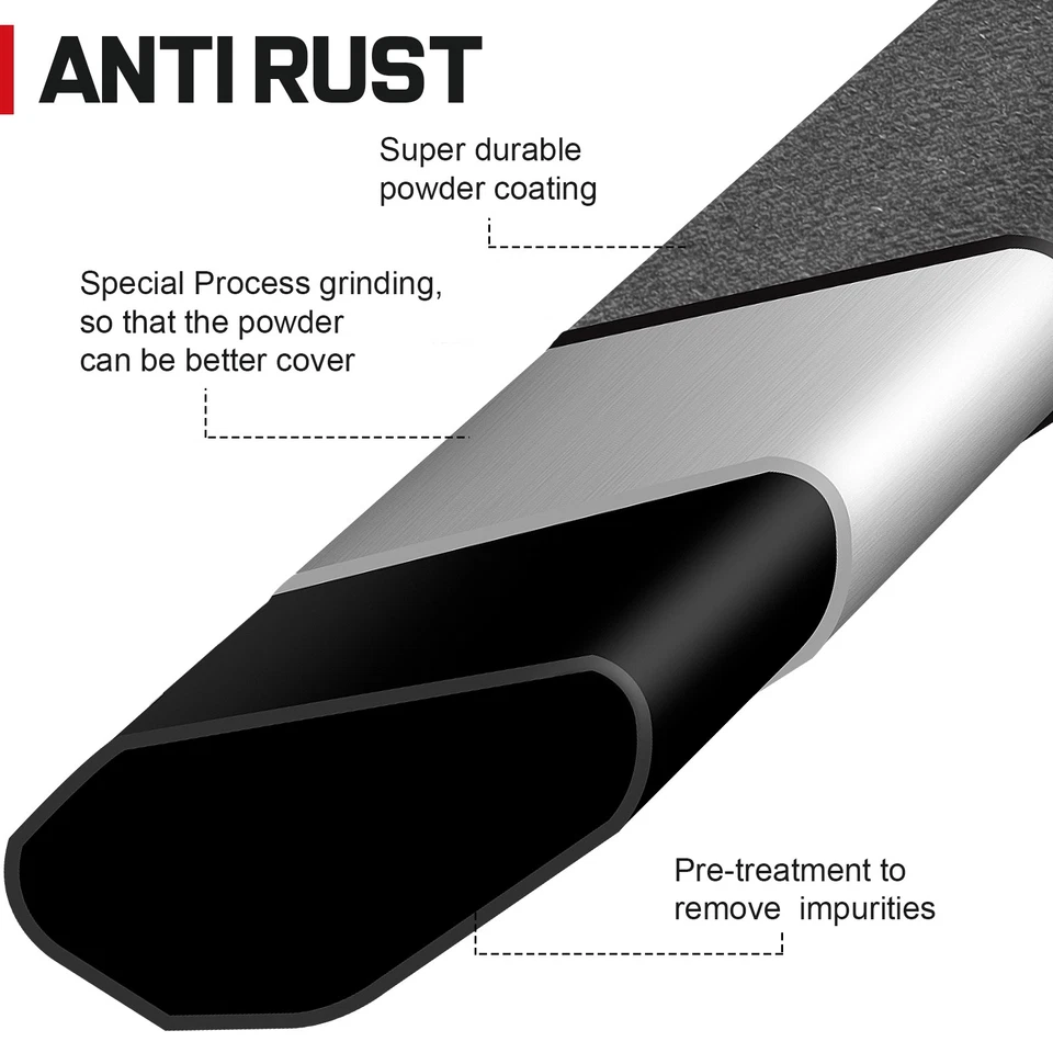 Drop Running Boards For 2005-2023 Toyota Tacoma Double Cab BLK Side Step BCTA - Image 3 of 4