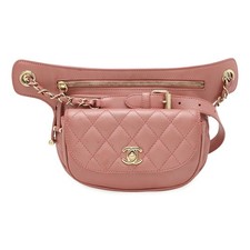 Chanel Matelasse Coco Mark Belt Bag Women Pink One Size