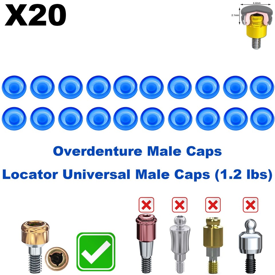 US 20Pcs Overdenture Abutment Retention Caps For Dental Locator Inserts ...