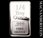 One Quarter Troy Ounce .999 Fine Silver Bar - Scarce  No Reserve  #L4966