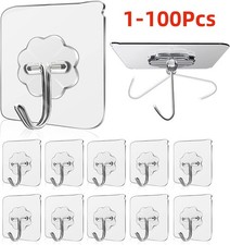 SELF ADHESIVE STRONG STICKY HOOKS HEAVY DUTY WALL SEAMLESS TRANSPARENT HOOK