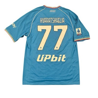 EA7 SSC Napoli #77 Kvaratskhelia 2023/2024 Home Football Shirt