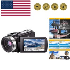 Video Camera Camcorder Full HD 1080P 30FPS 24.0 MP IR Night Vision Vlogging C...