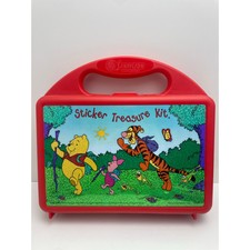 Vintage 90s Red Sandylion Winnie the Pooh Holographic Sticker Storage Case