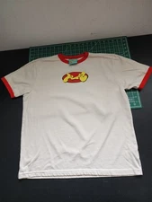 A. LAB Mens Size Medium M White/Red Baseball T-Shirt Astro Cream Ringer