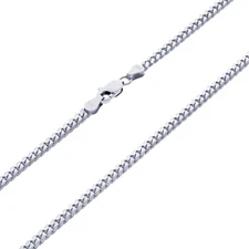 14K White Gold Solid 3.5mm Mens Miami Cuban Link Chain Necklace Lobster 24"