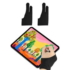 2pcs Artist Drawing Glove l Size 2-Fingers 2-Layer Graphics Painting Glove Black