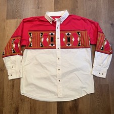 Express Rider Western Shirt Southwestern AOP Cowboy Cotton Vintage Mens XL