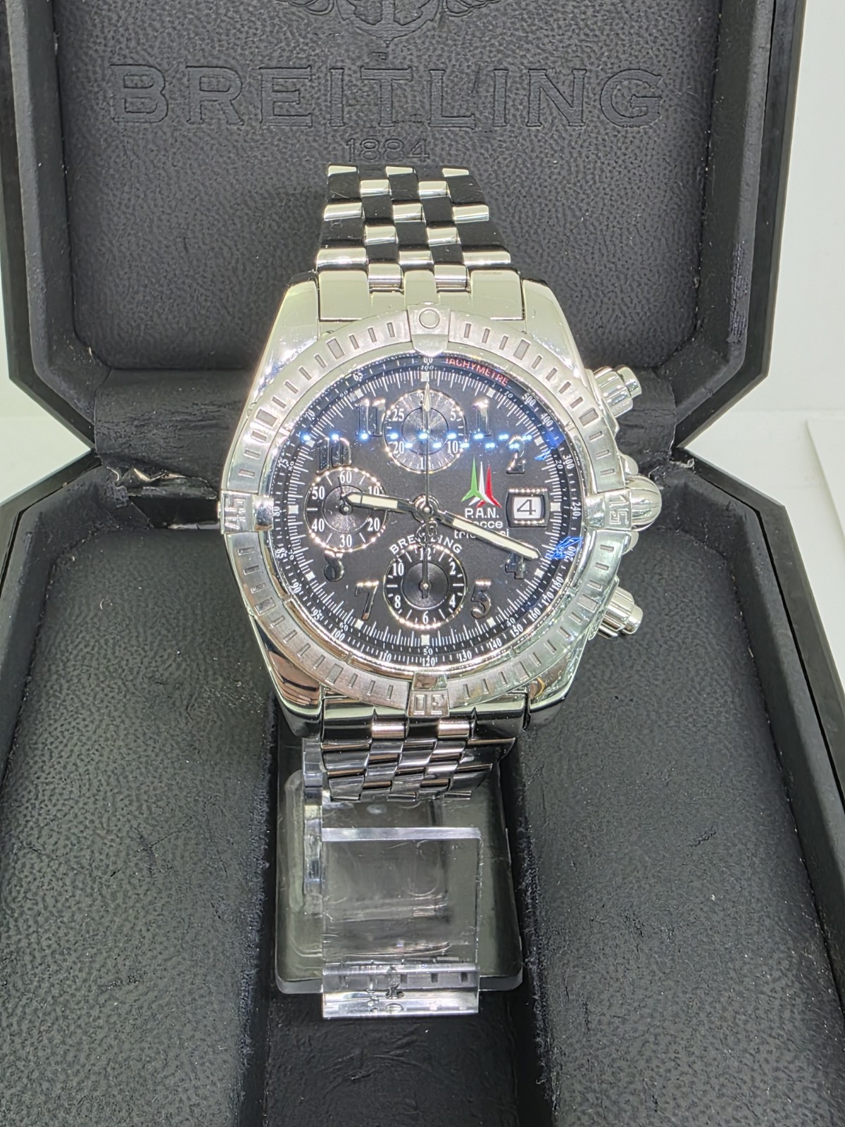 Beauty Breitling Auto Chrono A13356 P.A.N Frecce Tricolori Box+Papers Good Cond.