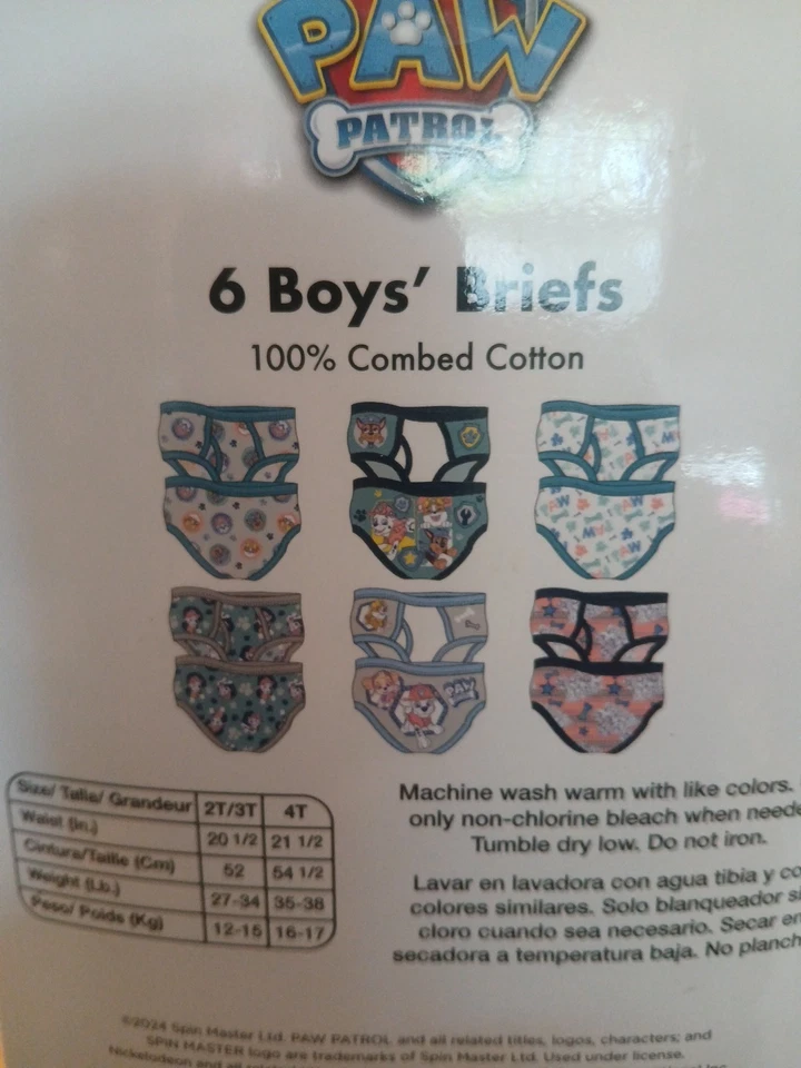 Mutant Ninga Turtles,Paw Patrol  Boys Briefs 100% Cotton 4T  (2 Packs) - Image 4 of 4