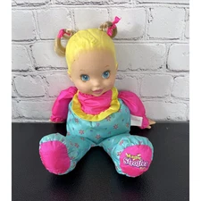 Magic Stroller Baby Doll 1997 Toy Biz 12" Nylon Body Hard Head Blonde Pink Bows