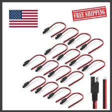 Bates- SAE Connector, 12 Inch, 16 Pack, 14 AWG, 2 Pin Single Plug Connector