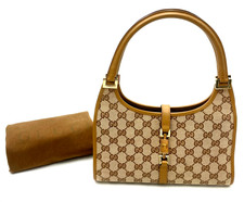 Authentic Gucci Jackie GG Canvas Beige 002 1068 Handbag W/Dustbag NS030895