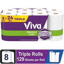 Viva Cloth Paper Towels, 8 Triple Rolls, 1032 Sheets Soft Durable