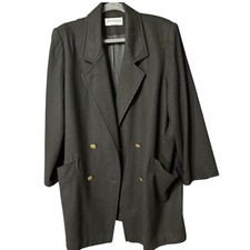VTG Forecaster of Boston Coat Womens 10 Black 100 Wool Double Breasted Long