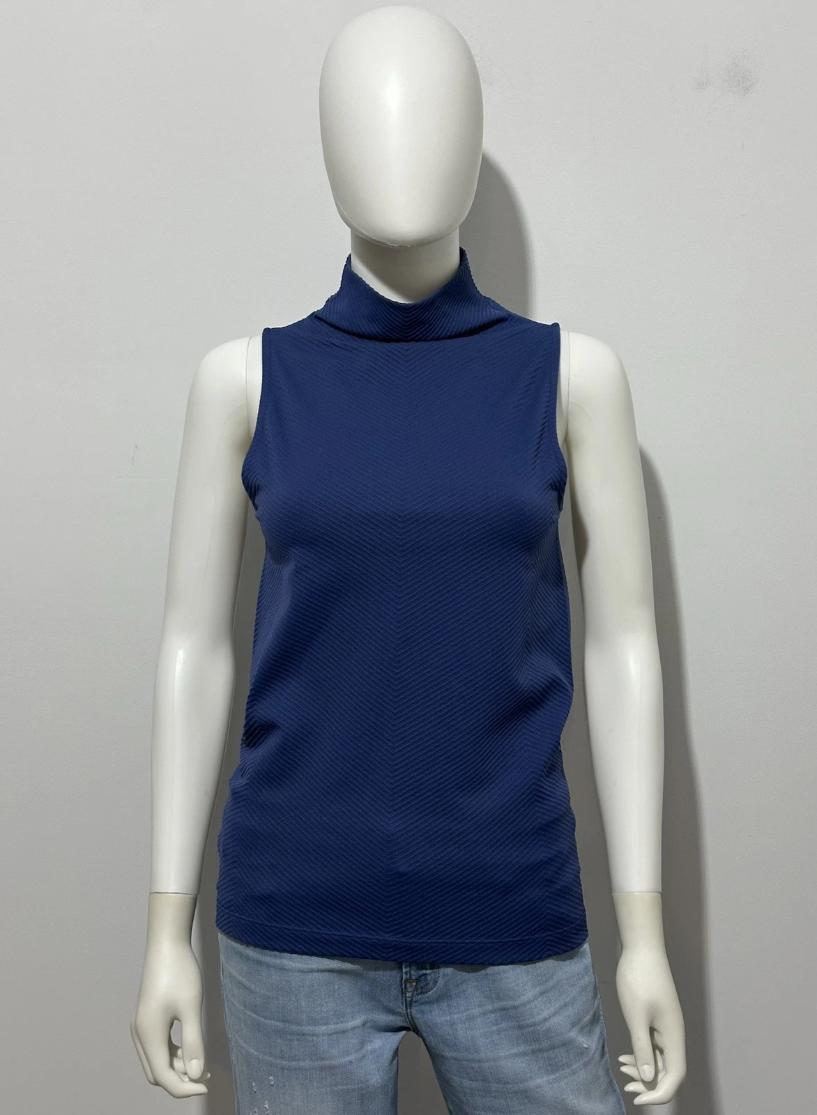 Athleta Flurry Base Layer Tank Top Womens S Navy Sleeveless Turtle Neck Seamless