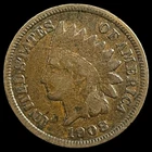 1908-S Indian Head Cent - Antique United States of America 1c Penny Coin