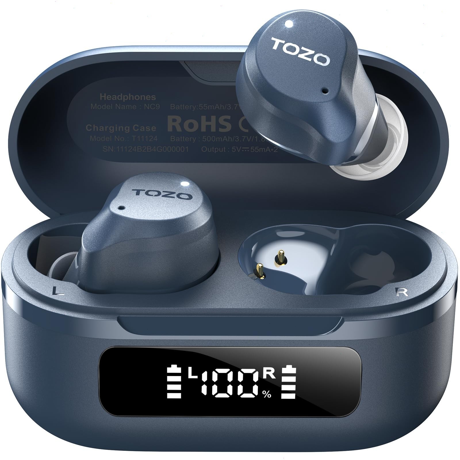 TOZO NC9 Bluetooth Wireless Earbuds 6 Mics with ANC-Modes, Blue