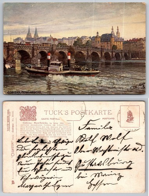#ad Vintage TUCK#x27;S Oilette Postcard Koblenz Moselbrücke Moselle Bridge Germany $3.99