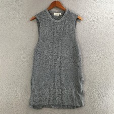 RD Style Sweater Dress Womens L Marled Sleeveless Knit Tunic Midi Casual Gray