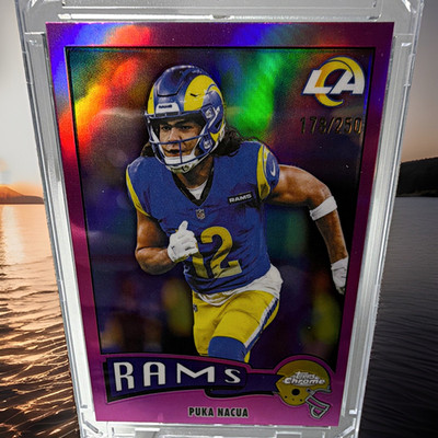 Topps 2025 Chrome 1975 Topps Puka Nacua Rams Pink Refractor #1975-19 /250