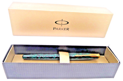 Parker Vintage 1994 Sonnet Green Marble Rollerball Pen-new old stock
