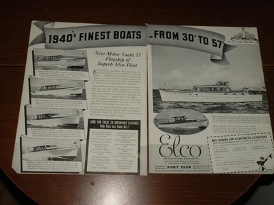 Magazine Ad - 1940 - Elco Boat Works - New York City, NY - 6 models