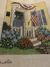 Hand painted Needlepoint Canvas Patriotic Sandra Gilmore Front Door USA Flag