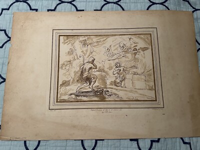 Rare Vintage Old Antique Print  Cain & Abel  Etching, William Wynne Ryland 1763