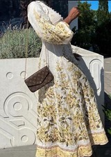 ZIMMERMANN Golden Floral Linen Belted Dress Size 2