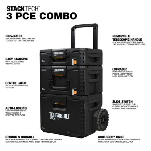 Caja de herramientas móvil Toughbuilt solución de almacenamiento rodante de 3 piezas resistente - Imagen 8 de 10