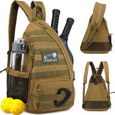 Pickleball Bag, Tactical Pickleball Backpack for Women Men, Adjustable Sling Bag