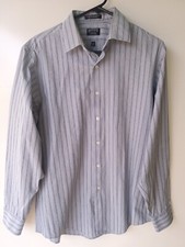 ARROW Fitted Gray Stripe Men's Long Sleeve Button Shirt 16 1/2 34/35 