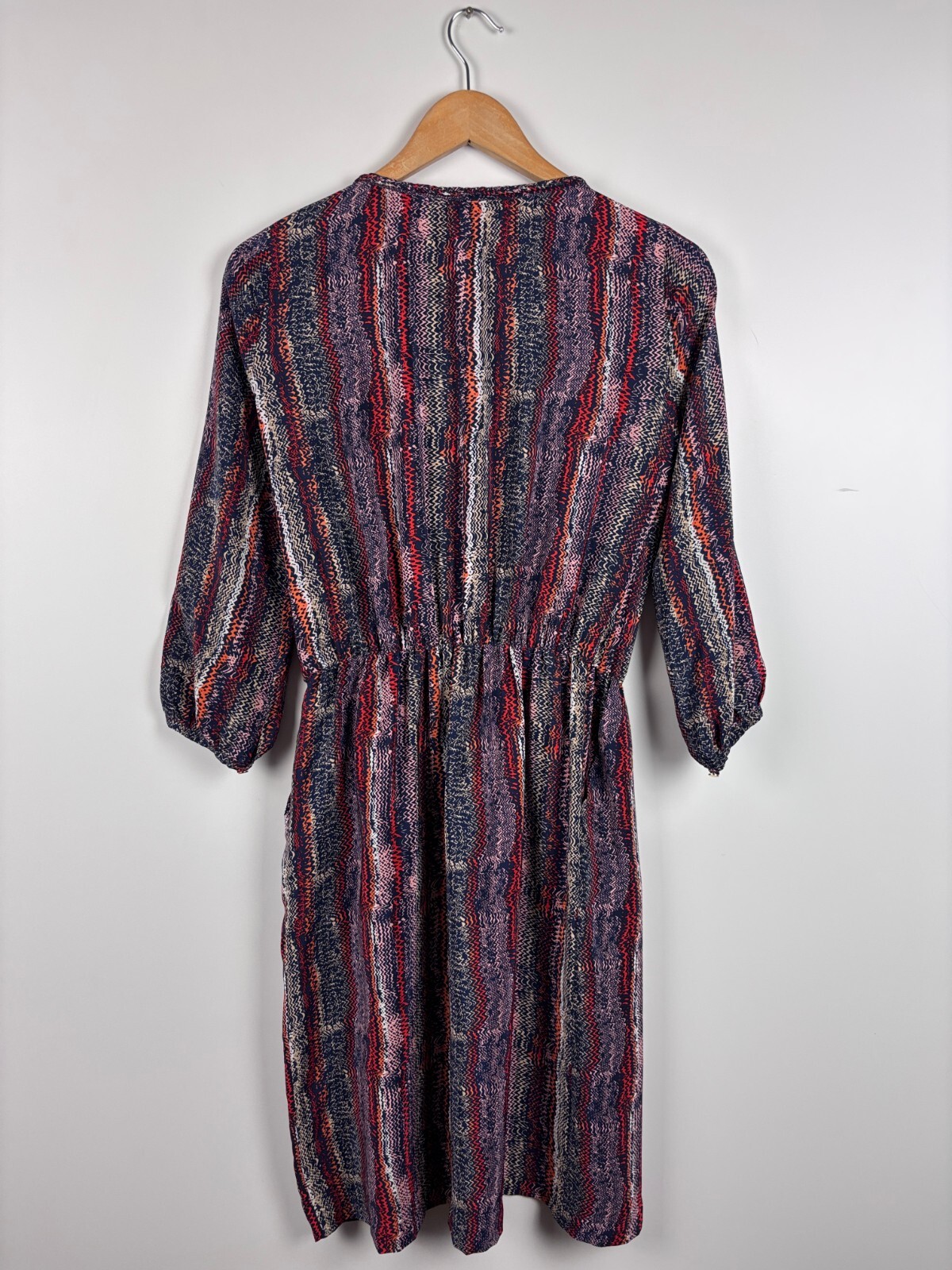 Sandro Silk Zigzag Pattern Long Sleeve Dress Elas… - image 5