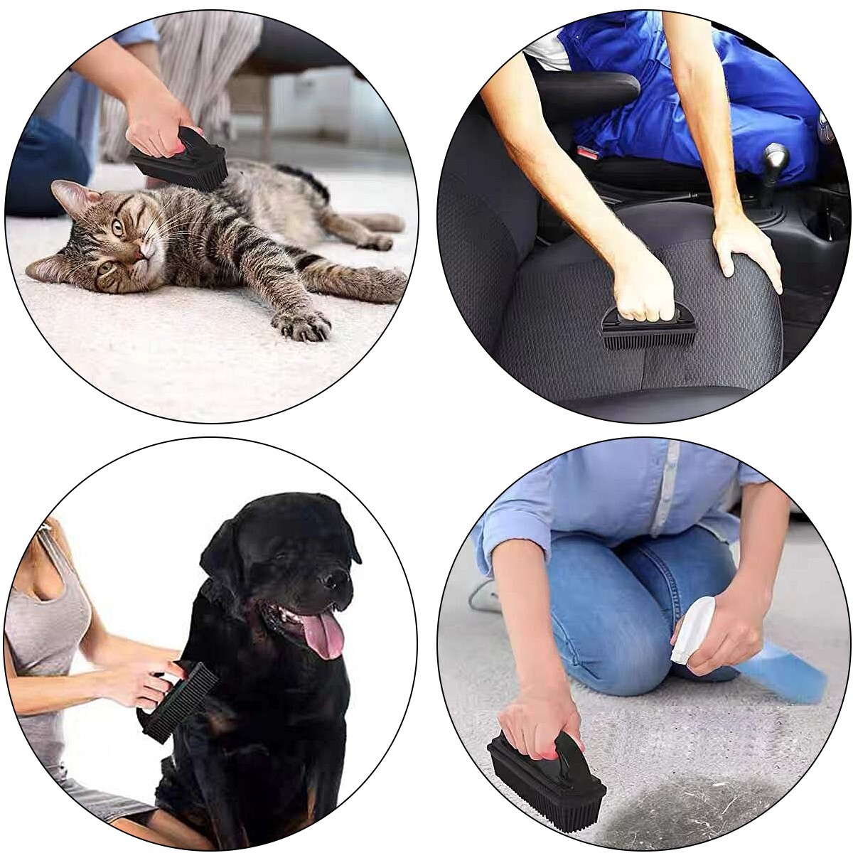 Pet/Dog Hair Removal Brush Flexible Rubber For Car Interiors Caravans