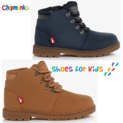 JUNGEN CHIPMUNKS SCHULE WINTER REISSVERSCHLUSS SCHNÜR KNÖCHEL BIKER FREIZEIT WANDERSTIEFEL SCHUHE