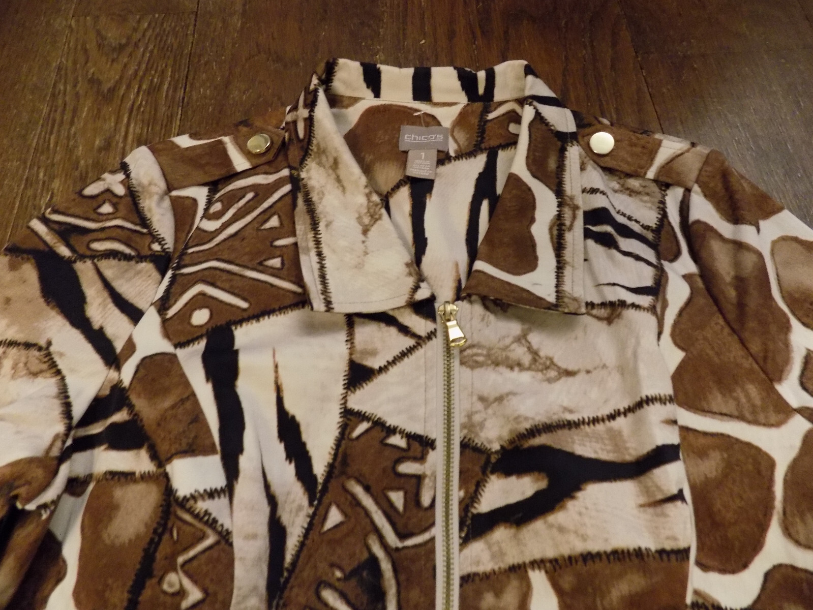 Chico's Animal Patchwork Print Stretch Soft Brown… - image 2