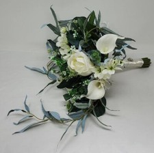 Cottage French Mixed Flowers Wedding Bouquet in White Colors