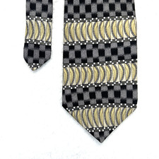 Bravini Black Gold Design Men’s Necktie 3.75”x 57” All Silk Made In USA NWT $35