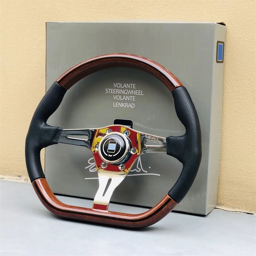 Volante de madera con radios para juego deportivo de carreras universal en forma de D JDM de 14 pulgadas - Imagen 2 de 13