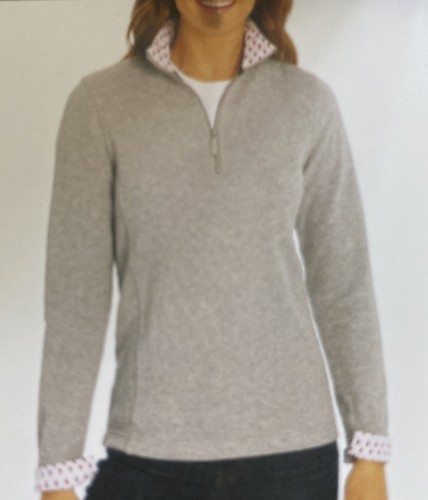 Maglione Orvis donna S piccolo nuovo con etichette grigio erica quarto zip LS look a strati - Foto 4 di 12